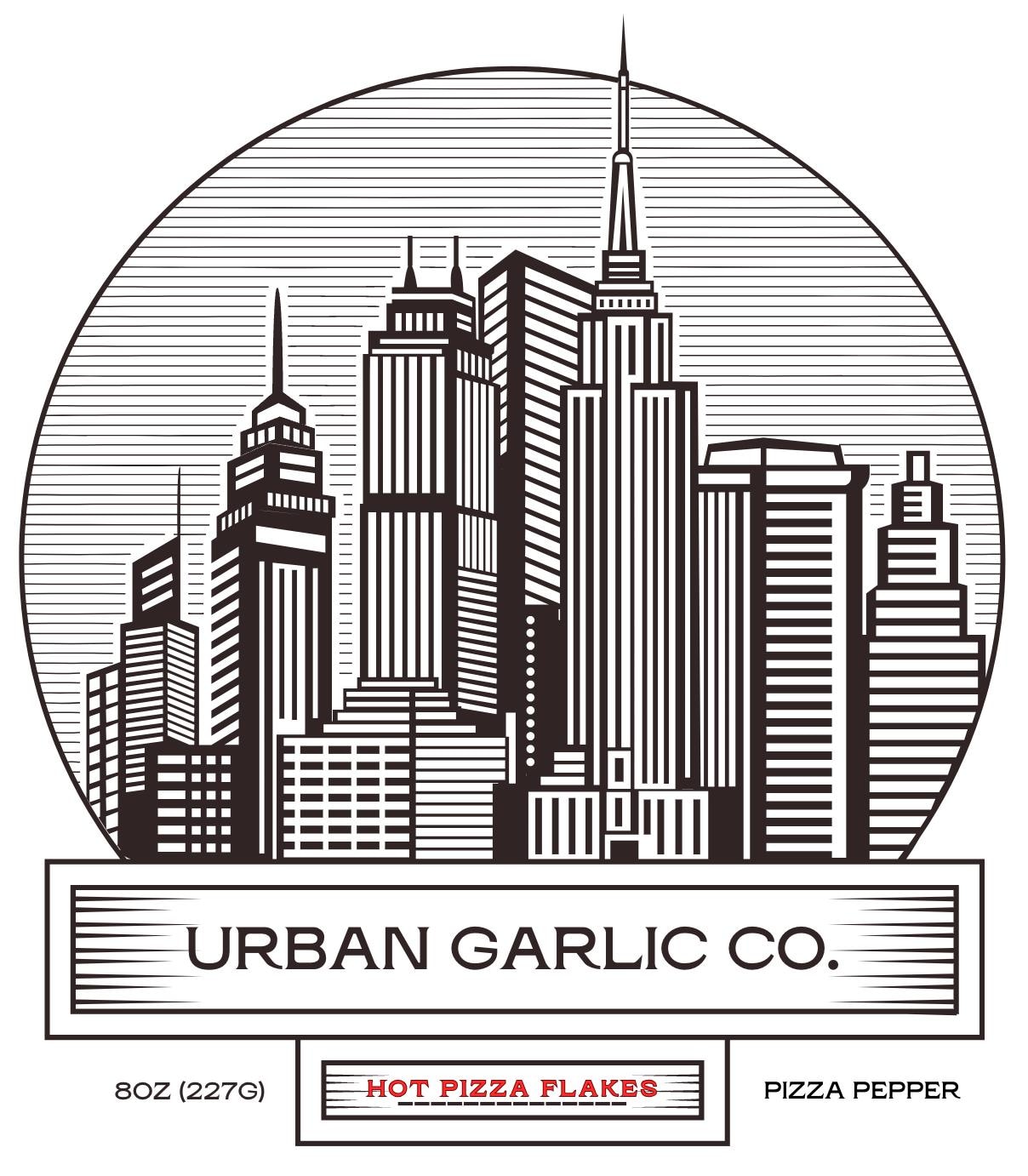 Urban Garlic Co. Pizza and Wing Pepper. Take it to the streets! Extra Value 16oz Shaker Jar. Net 8 oz (227g)